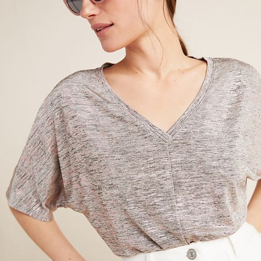 NWT Anthropologie Radiant Top Pink/Silver